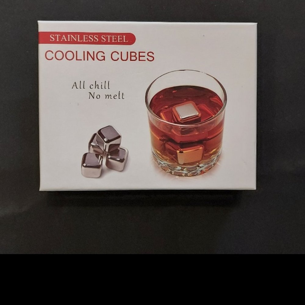 NEW STAINLESS STEEL NO MELT DRINK "ICE" CUBES, 8 cubes